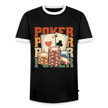 Poker - Männer Kontrast-T-Shirt - Schwarz/Weiß - Vorne - AI Model Female 172 light (172cm) & AI Model Male 178 light (178cm)