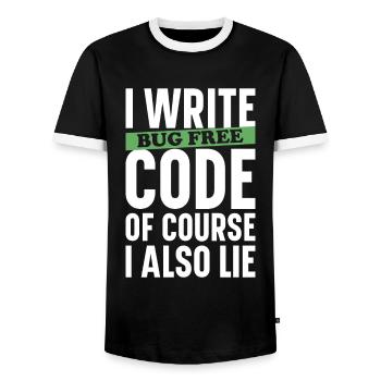 Programmer Computer Scientist Computer Nerd Gift - Men's Ringer Shirt - black/white - Front - AI Model Female 172 light (172cm) & AI Model Male 178 light (178cm)