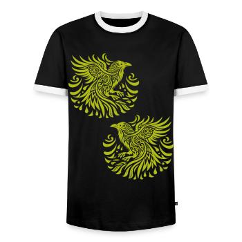 Corbeau Corbeau Oiseaux Corbeaux Occulte Corbeau Corbeau - T-shirt contrasté Homme - noir/blanc - Devant - AI Model Female 172 light (172cm) & AI Model Male 178 light (178cm)
