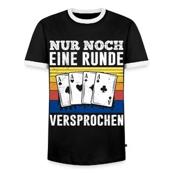 Pokerspieler NUR NOCH EINE RUNDE VERSPROCHEN - Männer Kontrast-T-Shirt - Schwarz/Weiß - Vorne - AI Model Female 172 light (172cm) & AI Model Male 178 light (178cm)