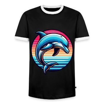 Delfin - Männer Kontrast-T-Shirt - Schwarz/Weiß - Vorne - AI Model Female 172 light (172cm) & AI Model Male 178 light (178cm)