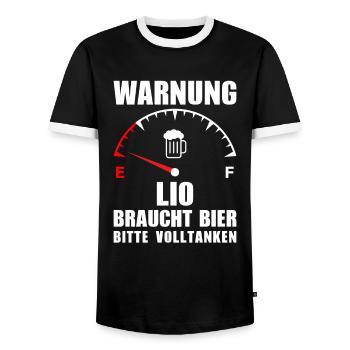 Lio braucht Bier Bitte volltanken - Männer Kontrast-T-Shirt - Schwarz/Weiß - Vorne - AI Model Female 172 light (172cm) & AI Model Male 178 light (178cm)