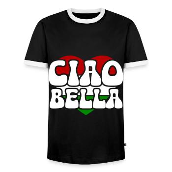 Ciao Bella - Männer Kontrast-T-Shirt - Schwarz/Weiß - Vorne - AI Model Female 172 light (172cm) & AI Model Male 178 light (178cm)