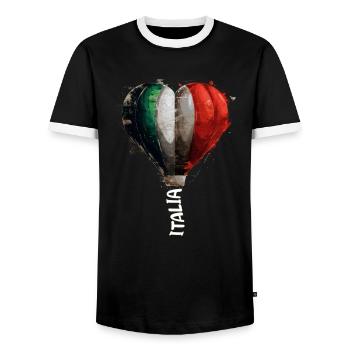 Italia - Men's Ringer Shirt - black/white - Front - AI Model Female 172 light (172cm) & AI Model Male 178 light (178cm)