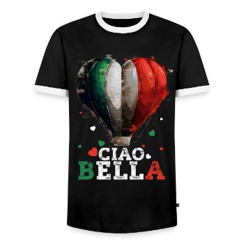 Ciao Bella - Männer Kontrast-T-Shirt - Schwarz/Weiß - Vorne - AI Model Female 172 light (172cm) & AI Model Male 178 light (178cm)