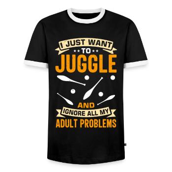 Witziger Jonglieren Spruch - Männer Kontrast-T-Shirt - Schwarz/Weiß - Vorne - AI Model Female 172 light (172cm) & AI Model Male 178 light (178cm)