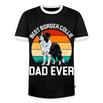 Hundepapa BEST BORDER COLLIE DAD EVER Lustiges - Männer Kontrast-T-Shirt - Schwarz/Weiß - Vorne - AI Model Female 172 light (172cm) & AI Model Male 178 light (178cm)