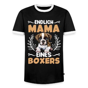 Dog Mom FINALLY MOM OF A BOXER German - Men's Ringer Shirt - black/white - Front - AI Model Female 172 light (172cm) & AI Model Male 178 light (178cm)