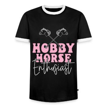 Hobby Horsing Enthusiast - Hobby Horse - Männer Kontrast-T-Shirt - Schwarz/Weiß - Vorne - AI Model Female 172 light (172cm) & AI Model Male 178 light (178cm)