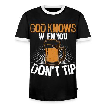 Bartender Mixologist God Knows - Männer Kontrast-T-Shirt - Schwarz/Weiß - Vorne - AI Model Female 172 light (172cm) & AI Model Male 178 light (178cm)