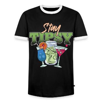 Bartender Mixologist Stay Tipsy - Men's Ringer Shirt - black/white - Front - AI Model Female 172 light (172cm) & AI Model Male 178 light (178cm)