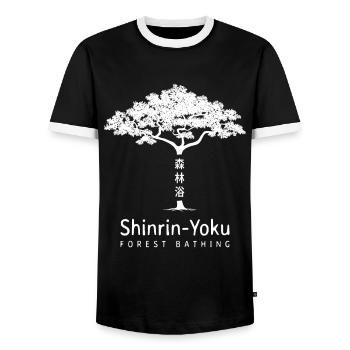Shinrin Yoku Bain de forêt Nature - T-shirt contrasté Homme - noir/blanc - Devant - AI Model Female 172 light (172cm) & AI Model Male 178 light (178cm)