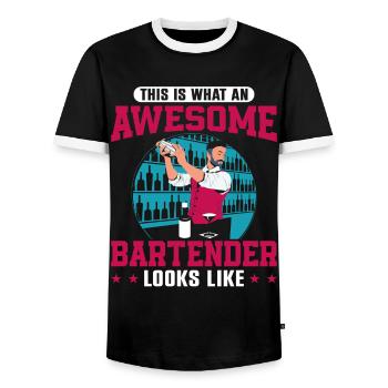 Barman Mixologue C’est quoi - T-shirt contrasté Homme - noir/blanc - Devant - AI Model Female 172 light (172cm) & AI Model Male 178 light (178cm)