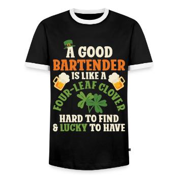 Bartender Mixologist St Patricks - Männer Kontrast-T-Shirt - Schwarz/Weiß - Vorne - AI Model Female 172 light (172cm) & AI Model Male 178 light (178cm)