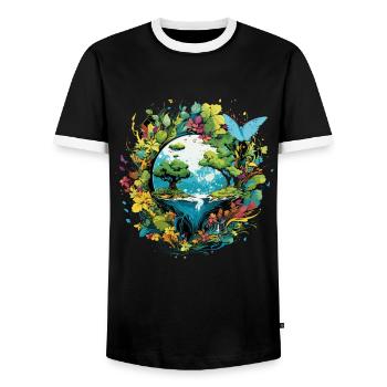Respektier Muttererde Unseren Planeten Natur - Männer Kontrast-T-Shirt - Schwarz/Weiß - Vorne - AI Model Female 172 light (172cm) & AI Model Male 178 light (178cm)