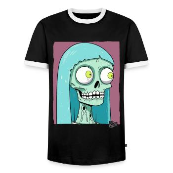 Marriage of the Skull Zombie Bride - Men's Ringer Shirt - black/white - Front - AI Model Female 172 light (172cm) & AI Model Male 178 light (178cm)