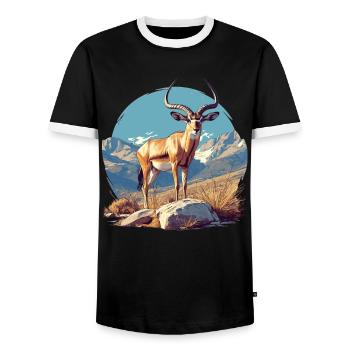 Antilope antilope antilope ouverte - T-shirt contrasté Homme - noir/blanc - Devant - AI Model Female 172 light (172cm) & AI Model Male 178 light (178cm)