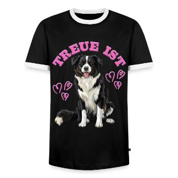Chien Maman FIDELITY IS BORDER COLLIE Propriétaire de chien - T-shirt contrasté Homme - noir/blanc - Devant - AI Model Female 172 light (172cm) & AI Model Male 178 light (178cm)