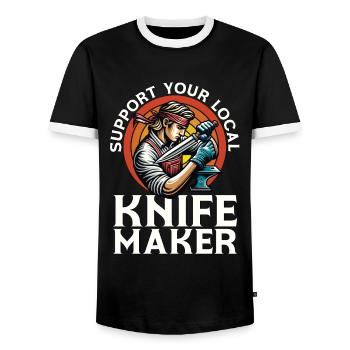 Blade Forging Support Your Local Blade Crafter - Men's Ringer Shirt - black/white - Front - AI Model Female 172 light (172cm) & AI Model Male 178 light (178cm)