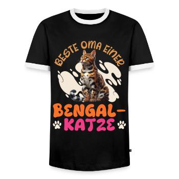 Katzenoma BESTE OMA EINER BENGAL KATZE Besitzerin - Männer Kontrast-T-Shirt - Schwarz/Weiß - Vorne - AI Model Female 172 light (172cm) & AI Model Male 178 light (178cm)
