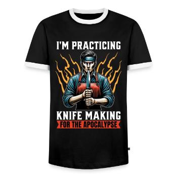 Blade Forging I'm Practicing Knife Making Forging - Männer Kontrast-T-Shirt - Schwarz/Weiß - Vorne - AI Model Female 172 light (172cm) & AI Model Male 178 light (178cm)