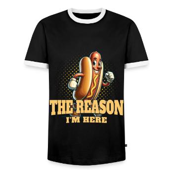 Reason I'm Here Retro Vintage Design 4. - Men's Ringer Shirt - black/white - Front - AI Model Female 172 light (172cm) & AI Model Male 178 light (178cm)