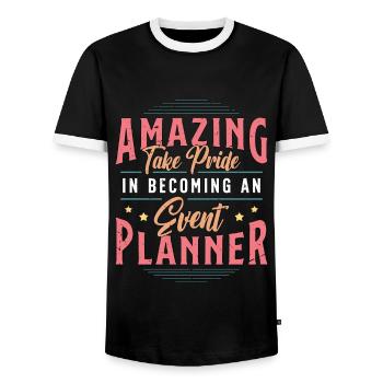 Events Coordinator Amazing Take Pride In Organizer - Männer Kontrast-T-Shirt - Schwarz/Weiß - Vorne - AI Model Female 172 light (172cm) & AI Model Male 178 light (178cm)