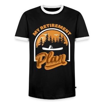 Mon régime de retraite en canot - T-shirt contrasté Homme - noir/blanc - Devant - AI Model Female 172 light (172cm) & AI Model Male 178 light (178cm)