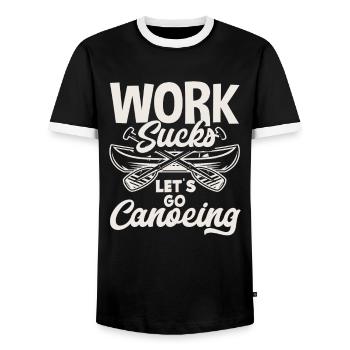Work Annoys Canoeists - Men's Ringer Shirt - black/white - Front - AI Model Female 172 light (172cm) & AI Model Male 178 light (178cm)