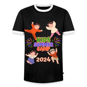 Kids summer camp - Men's Ringer Shirt - black/white - Front - AI Model Female 172 light (172cm) & AI Model Male 178 light (178cm)