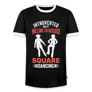 Witziger Square Dance Spruch - Männer Kontrast-T-Shirt - Schwarz/Weiß - Vorne - AI Model Female 172 light (172cm) & AI Model Male 178 light (178cm)
