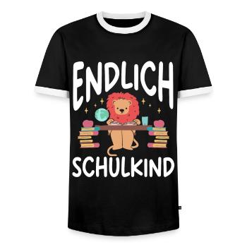 School 1st Grade - Men's Ringer Shirt - black/white - Front - AI Model Female 172 light (172cm) & AI Model Male 178 light (178cm)