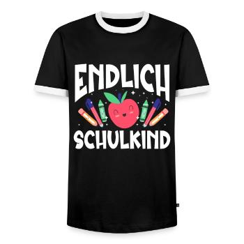 School 1st Grade - Men's Ringer Shirt - black/white - Front - AI Model Female 172 light (172cm) & AI Model Male 178 light (178cm)