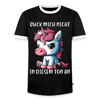 Guck Mich Nicht In Diesem Ton - Männer Kontrast-T-Shirt - Schwarz/Weiß - Vorne - AI Model Female 172 light (172cm) & AI Model Male 178 light (178cm)