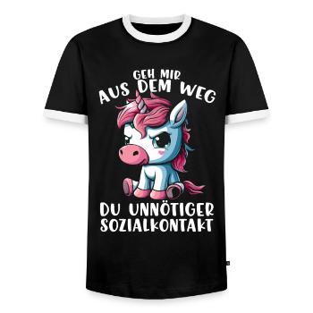 Écarte-toi de mon chemin, contact social inutile - T-shirt contrasté Homme - noir/blanc - Devant - AI Model Female 172 light (172cm) & AI Model Male 178 light (178cm)