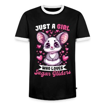 Funny Sugar Glider Animal Just A Girl Who Loves - Männer Kontrast-T-Shirt - Schwarz/Weiß - Vorne - AI Model Female 172 light (172cm) & AI Model Male 178 light (178cm)