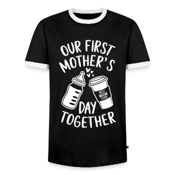 Notre première fête des mères ensemble - T-shirt contrasté Homme - noir/blanc - Devant - AI Model Female 172 light (172cm) & AI Model Male 178 light (178cm)
