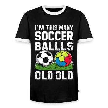 2. Geburtstag Fußball - Männer Kontrast-T-Shirt - Schwarz/Weiß - Vorne - AI Model Female 172 light (172cm) & AI Model Male 178 light (178cm)