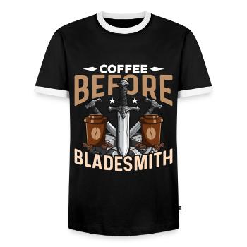 Bladesmith Coffee avant Ironsmith Coffee Lover - T-shirt contrasté Homme - noir/blanc - Devant - AI Model Female 172 light (172cm) & AI Model Male 178 light (178cm)