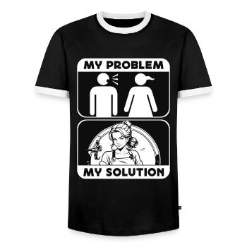 Bladesmith My Problem My Solution Pictogram Mom - Männer Kontrast-T-Shirt - Schwarz/Weiß - Vorne - AI Model Female 172 light (172cm) & AI Model Male 178 light (178cm)
