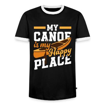 Canoe Hobby Canoeist Gift - Men's Ringer Shirt - black/white - Front - AI Model Female 172 light (172cm) & AI Model Male 178 light (178cm)