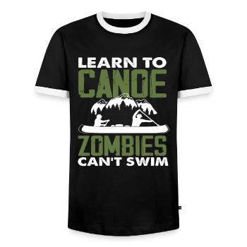 Funny Canoe Saying Canoeist - Men's Ringer Shirt - black/white - Front - AI Model Female 172 light (172cm) & AI Model Male 178 light (178cm)