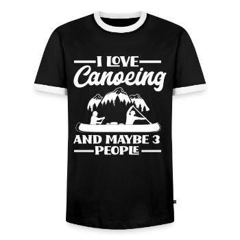Dear Canoe Canoeists - Men's Ringer Shirt - black/white - Front - AI Model Female 172 light (172cm) & AI Model Male 178 light (178cm)