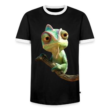 Chameleon, Lizard, Reptile, Iguana, Lizard, Chameleons - Men's Ringer Shirt - black/white - Front - AI Model Female 172 light (172cm) & AI Model Male 178 light (178cm)