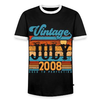 July 2008, July 2008 Birthday Gift. - Men's Ringer Shirt - black/white - Front - AI Model Female 172 light (172cm) & AI Model Male 178 light (178cm)