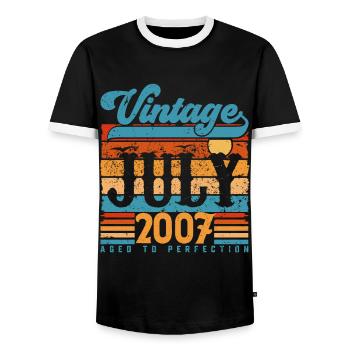 Juli 2007, Juli 2007 Geburtstagsgeschenk. - Männer Kontrast-T-Shirt - Schwarz/Weiß - Vorne - AI Model Female 172 light (172cm) & AI Model Male 178 light (178cm)