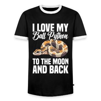 Banana Ball Python Herpetologist Coral Ball - Men's Ringer Shirt - black/white - Front - AI Model Female 172 light (172cm) & AI Model Male 178 light (178cm)