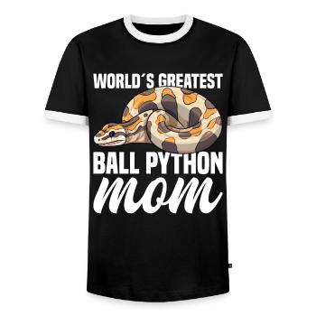 Banana Ball Python Herpetologist Coral Ball - Men's Ringer Shirt - black/white - Front - AI Model Female 172 light (172cm) & AI Model Male 178 light (178cm)