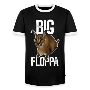 Big Floppa Karakal Cat Meme - Men's Ringer Shirt - black/white - Front - AI Model Female 172 light (172cm) & AI Model Male 178 light (178cm)
