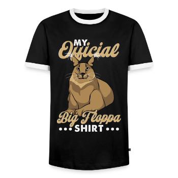 Mein offizielles Big Floppa Shirt - Männer Kontrast-T-Shirt - Schwarz/Weiß - Vorne - AI Model Female 172 light (172cm) & AI Model Male 178 light (178cm)